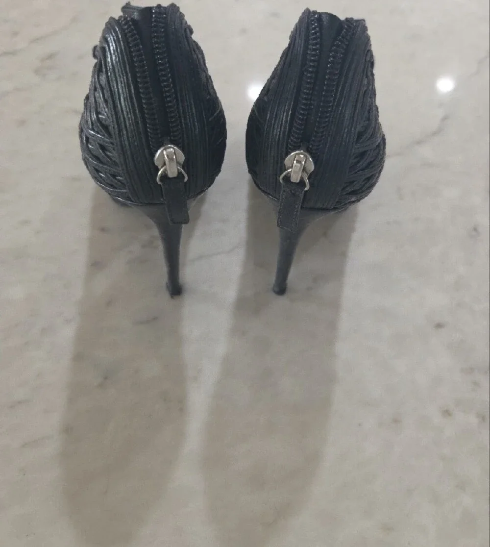 Tabitha Simmons Woven Peep-Toe Women’s Heels in Black